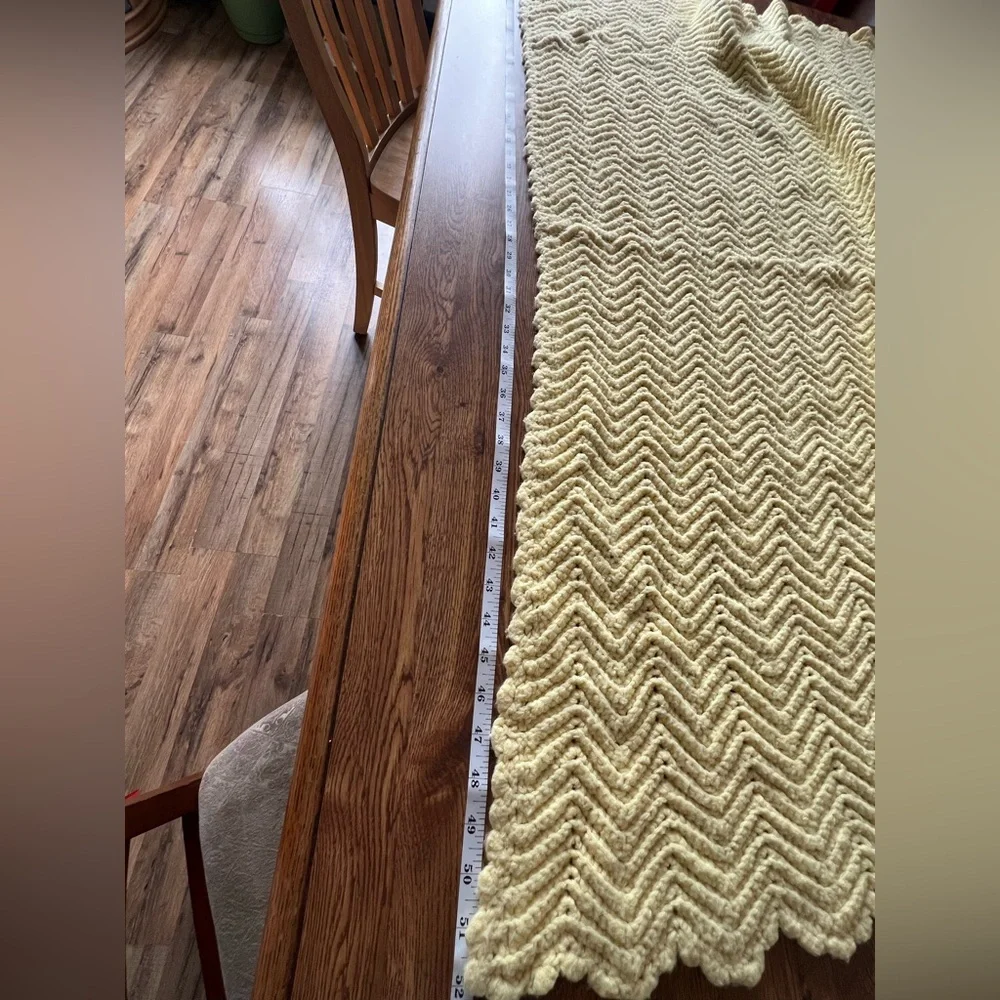 Vintage Yellow Handmade Crochet Baby Blanket